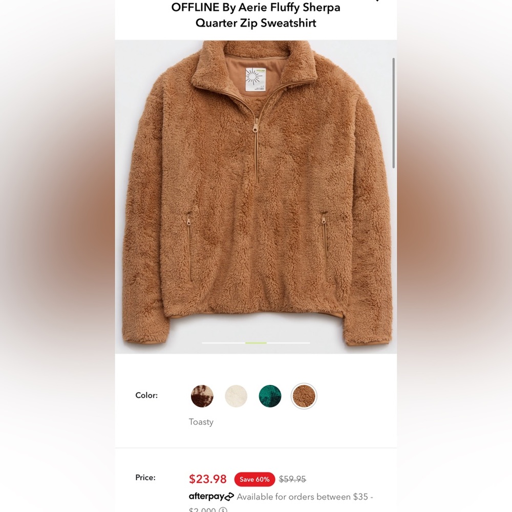 OFFLINE By Aerie Fluffy Sherpa
Full Zip Sweatshirt size medium